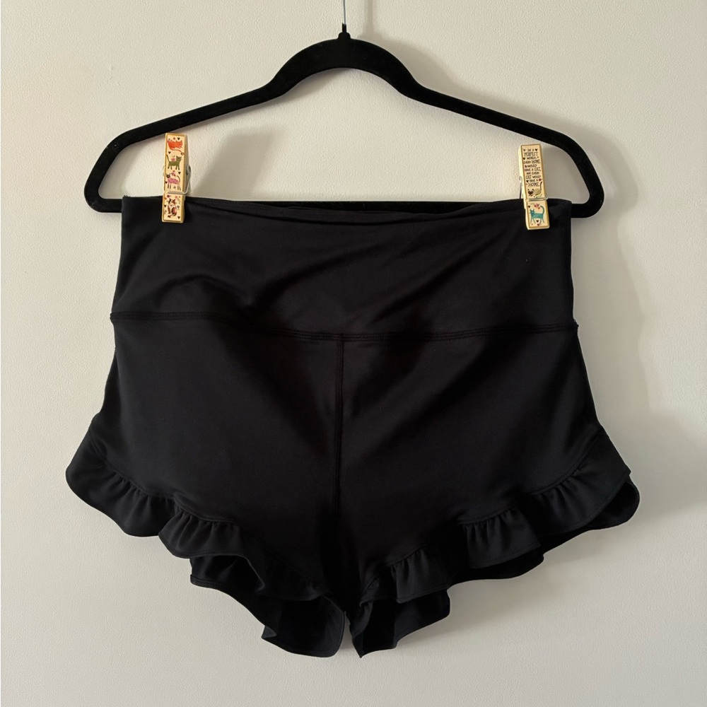 Black FP Ruffle Hem Athletic Short